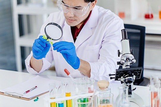 pngtree scientist medical research at a bio natural green plant in science photo image_2230284